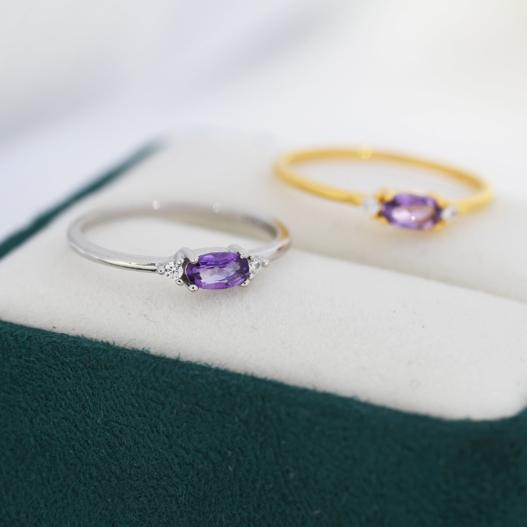 Natural Amethyst Ring in Sterling Silver, Silver or Gold, Natural purple Amethyst Ring, Dainty Amethyst Ring, US 5-8