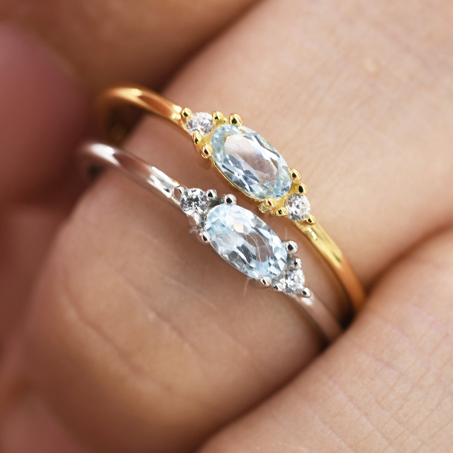 Natural Swiss Blue Topaz Ring in Sterling Silver, Silver or Gold, Natural Blue Topaz Ring, Dainty Gemstone Ring, US 5-8