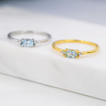 Natural Swiss Blue Topaz Ring in Sterling Silver, Silver or Gold, Natural Blue Topaz Ring, Dainty Gemstone Ring, US 5-8