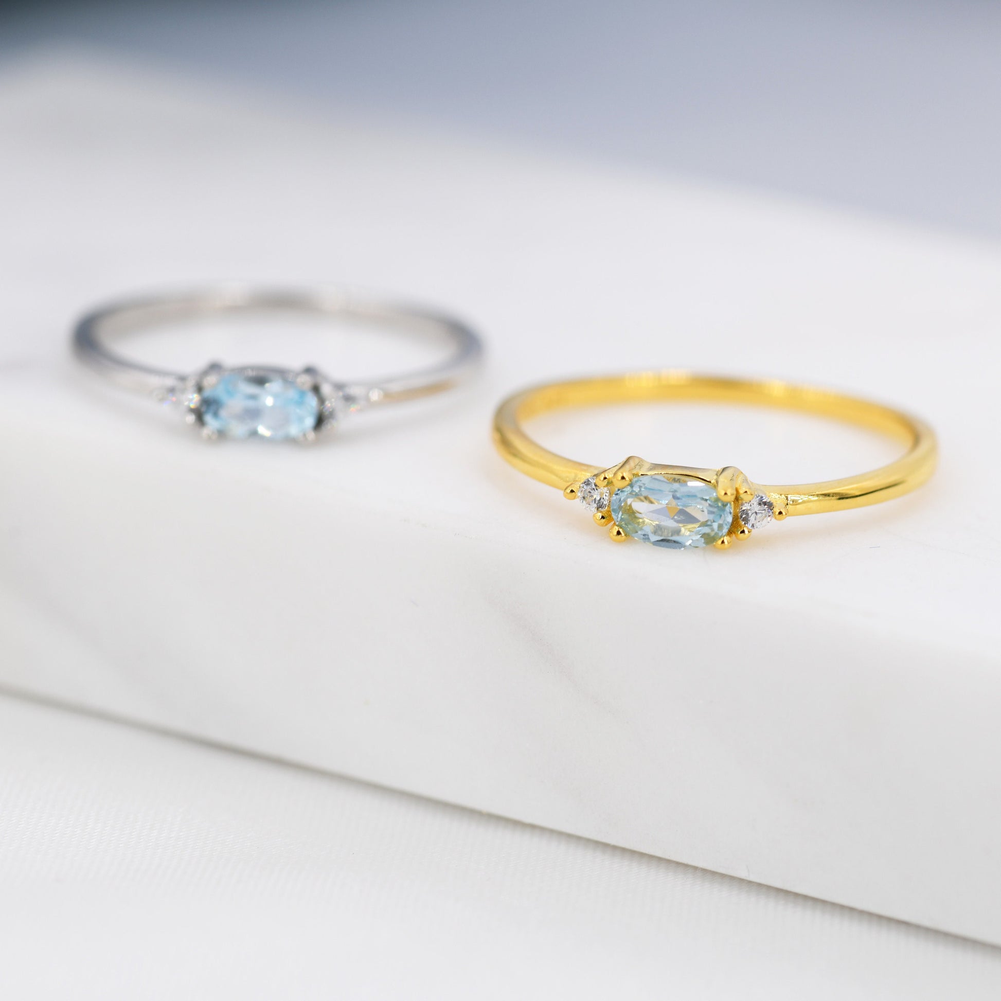 Natural Swiss Blue Topaz Ring in Sterling Silver, Silver or Gold, Natural Blue Topaz Ring, Dainty Gemstone Ring, US 5-8