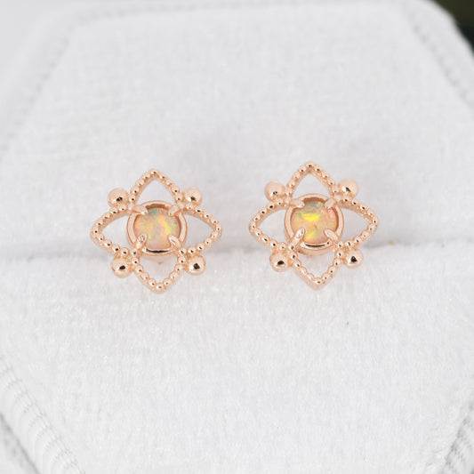 Vintage Inspired Opal Lace Stud Earrings in Sterling Silver,  Silver or Gold or Rose Gold, Opal Earrings, Vintage Style