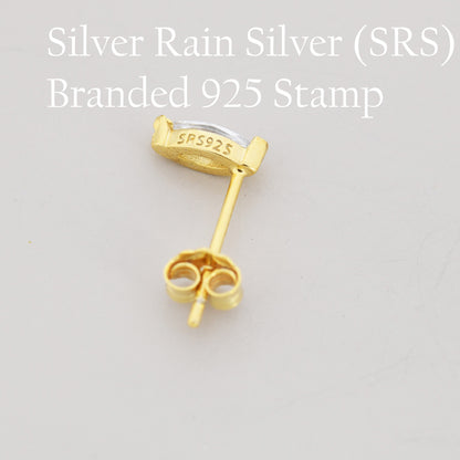 Sterling Silver Sapphire Blue Marquise Stud Earrings, Simulated Sapphire Crystal, Minimalist Geometric Design, September Birthstone