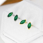 Sterling Silver Emerald Green Marquise 18G Screw Back Earrings