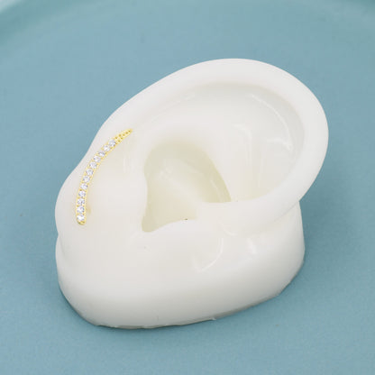 Ombre Ruby Pink CZ Crawler Earrings in Sterling Silver, Silver or Gold, Gradient Colour Ear Crawlers, July Birthstone Ear Climbers