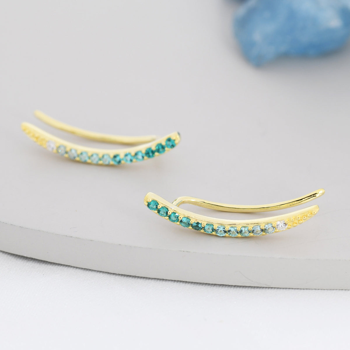 Green Ombre CZ Crawler Earrings