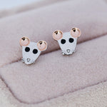Mouse Stud Earrings in Sterling Silver, Sterling Silver Rat Earrings, Rose Gold Coated, Nature Inspired Animal Earrings
