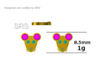 Mouse Stud Earrings in Sterling Silver, Sterling Silver Rat Earrings, Rose Gold Coated, Nature Inspired Animal Earrings