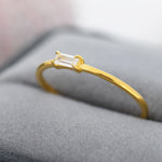 Single Baguette CZ Ring in Sterling Silver, Silver or Gold, Pronged Set, Minimalist CZ Ring US 5 - 8