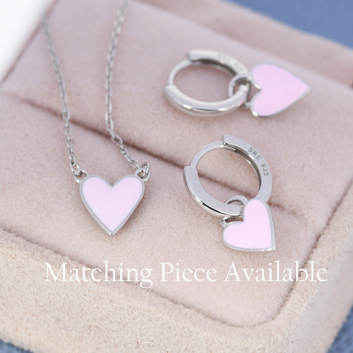 Pink Enamel Heart Earrings in Sterling Silver, Detachable Heart Charm Dangle Hoop Earrings, Interchangeable