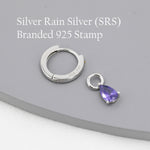 Sterling Silver Amethyst Purple CZ Droplet Hoop Earrings, Silver, Gold or Rose Gold, Pear Cut Drop Earrings, Interchangeable Charms