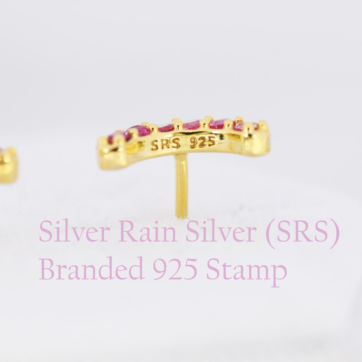 Ombre Red CZ Arch Rainbow Stud Earrings in Sterling Silver, Silver or Gold, Gradient Colour Red Pink Rainbow Earrings, Stacking Earrings