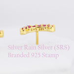 Ombre Red CZ Arch Rainbow Stud Earrings in Sterling Silver, Silver or Gold, Gradient Colour Red Pink Rainbow Earrings, Stacking Earrings