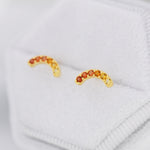 Ombre Red CZ Arch Rainbow Stud Earrings in Sterling Silver, Silver or Gold, Gradient Colour Red Pink Rainbow Earrings, Stacking Earrings