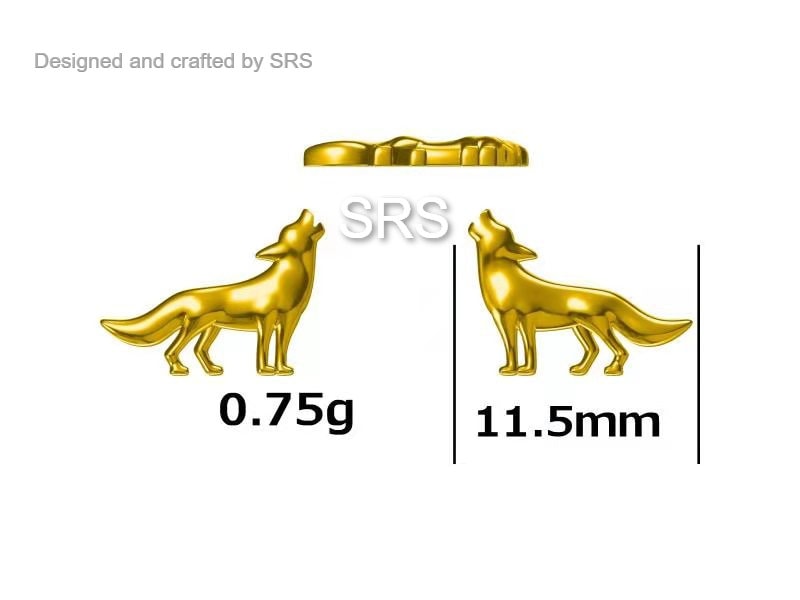 Howling Wolf Stud Earrings in Sterling Silver, Silver or Gold