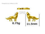 Howling Wolf Stud Earrings in Sterling Silver, Silver or Gold, Wolf Earrings, Nature Inspired Animal Earrings