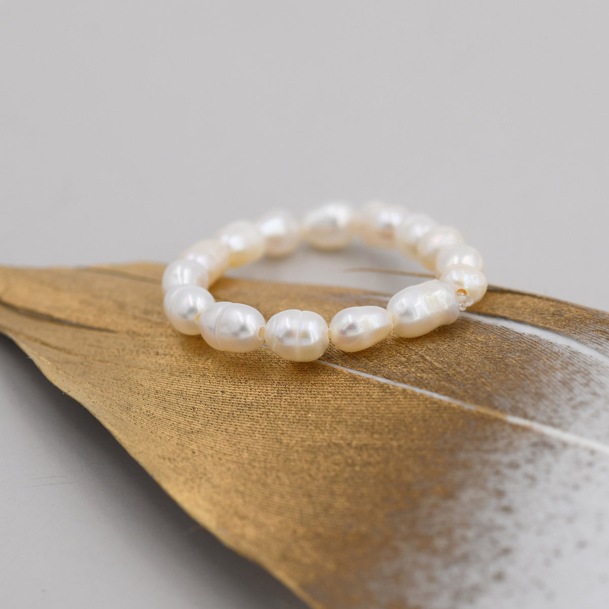 Baroque Pearl Elastic Ring, Genuine Fresh Water Pearls, Natural Pearl Ring, Keshi Pearl Ring, Infinity Ring