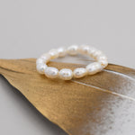Baroque Pearl Elastic Ring, Genuine Fresh Water Pearls, Natural Pearl Ring, Keshi Pearl Ring, Infinity Ring