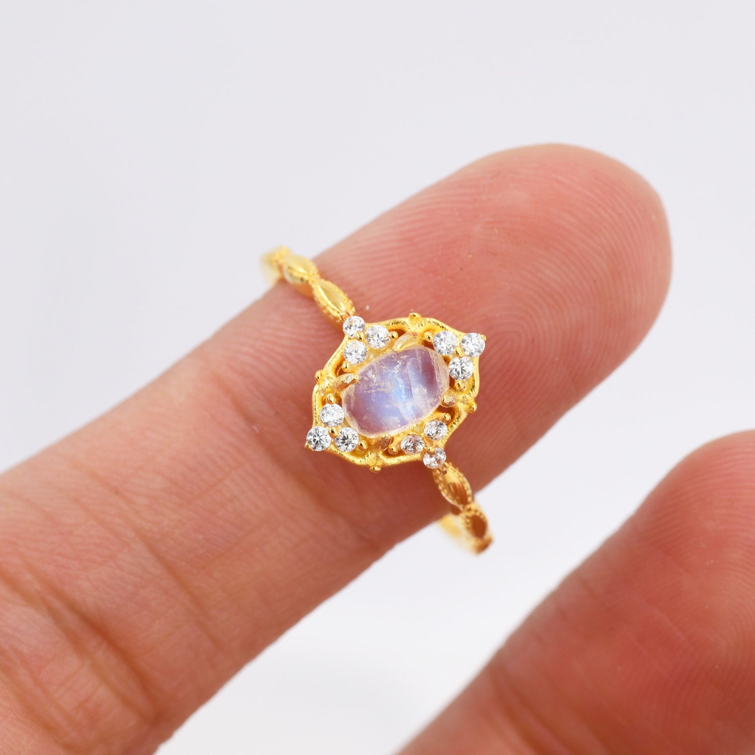 Moonstone Vintage Halo Ring