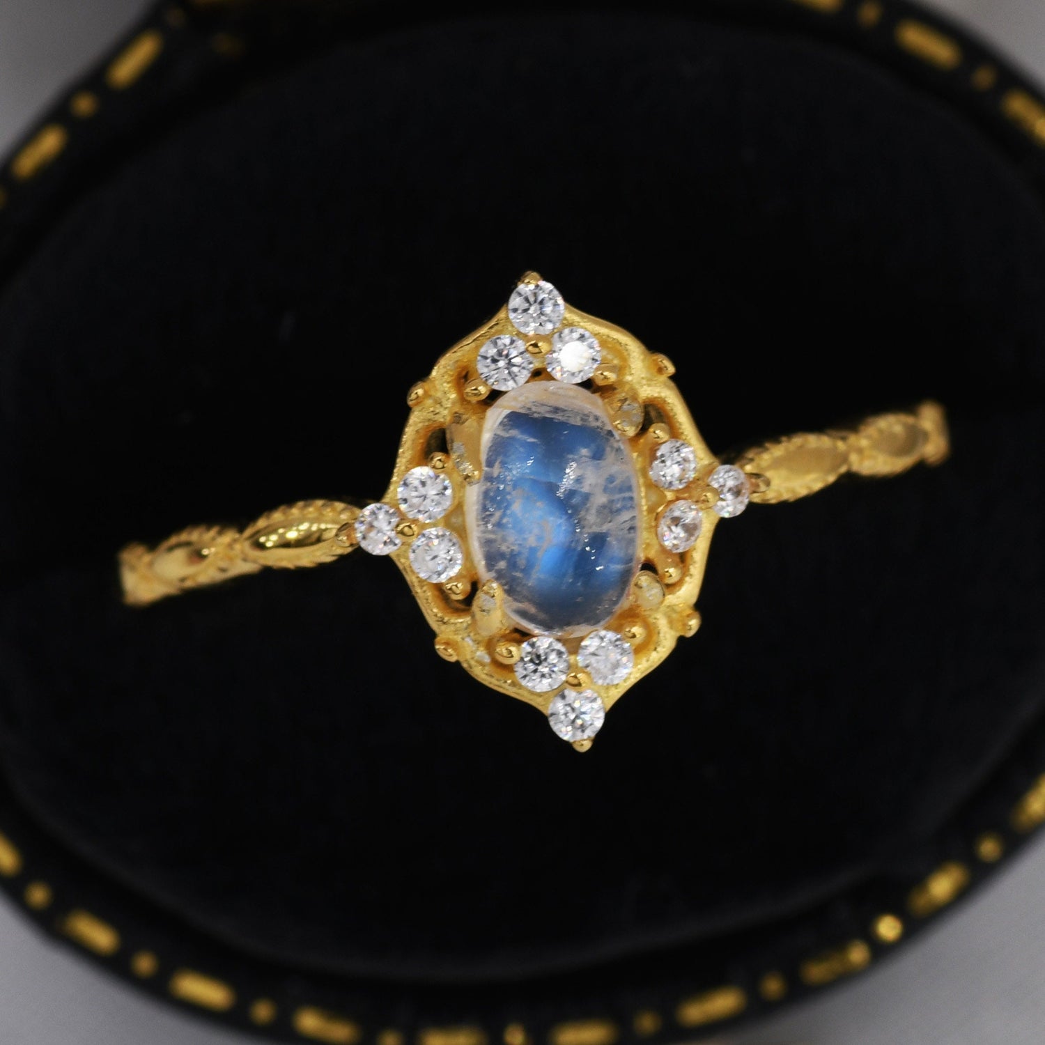 Moonstone Vintage Halo Ring