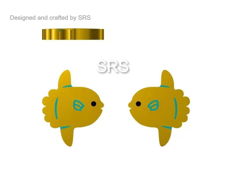 Ocean Sunfish Fish Stud Earrings in Sterling Silver, Cute Sun Fish Earrings, Mola Mola Earrings, Nature Inspired Animal Earrings