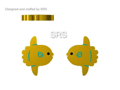 Ocean Sunfish Fish Stud Earrings in Sterling Silver, Cute Sun Fish Earrings, Mola Mola Earrings, Nature Inspired Animal Earrings