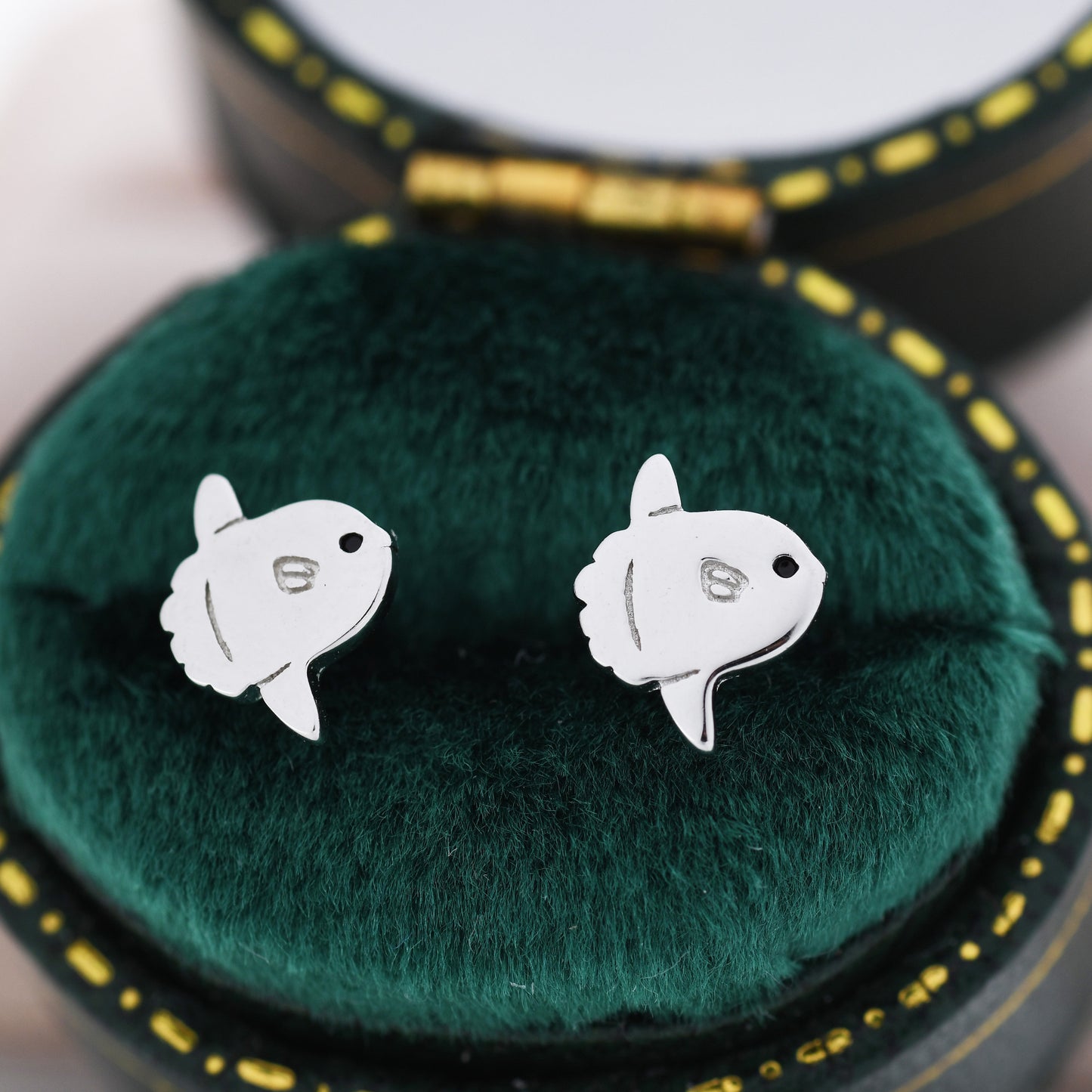 Ocean Sunfish Fish Stud Earrings in Sterling Silver, Cute Sun Fish Earrings, Mola Mola Earrings, Nature Inspired Animal Earrings