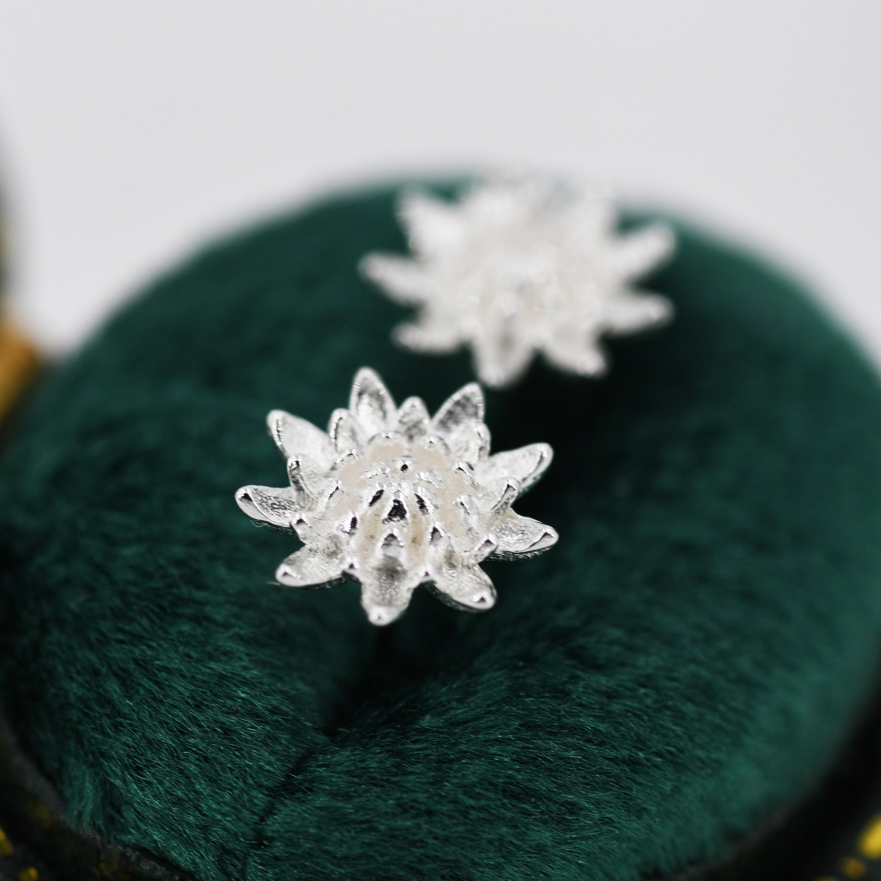 Chrysanthemum Flower Stud Earrings in Sterling Silver, Silver or Gold, Nature Inspired Flower Earrings, November Birth Flower, Botanical