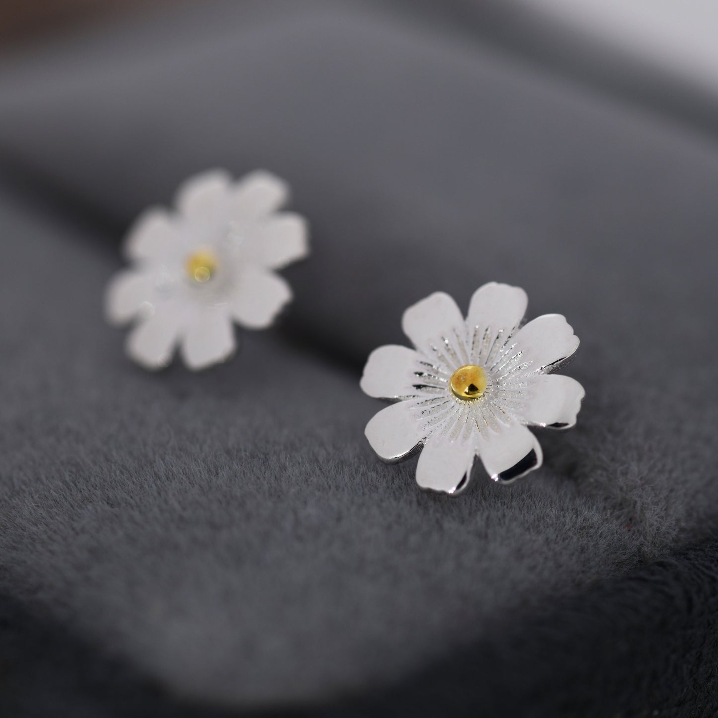 Cosmos Flower Stud Earrings in Sterling Silver, Silver or Gold, Nature Inspired Flower Earrings, October Birth Flower, Botanical