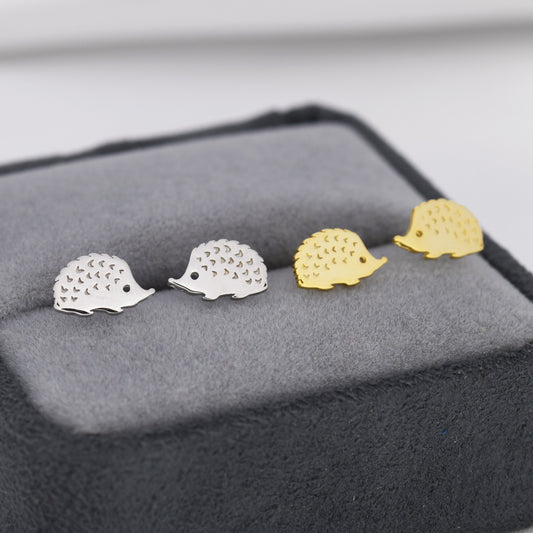 Hedgehog Stud Earrings in Sterling Silver, Silver or Gold, Hedgehog Earrings, Nature Inspired Animal Earrings