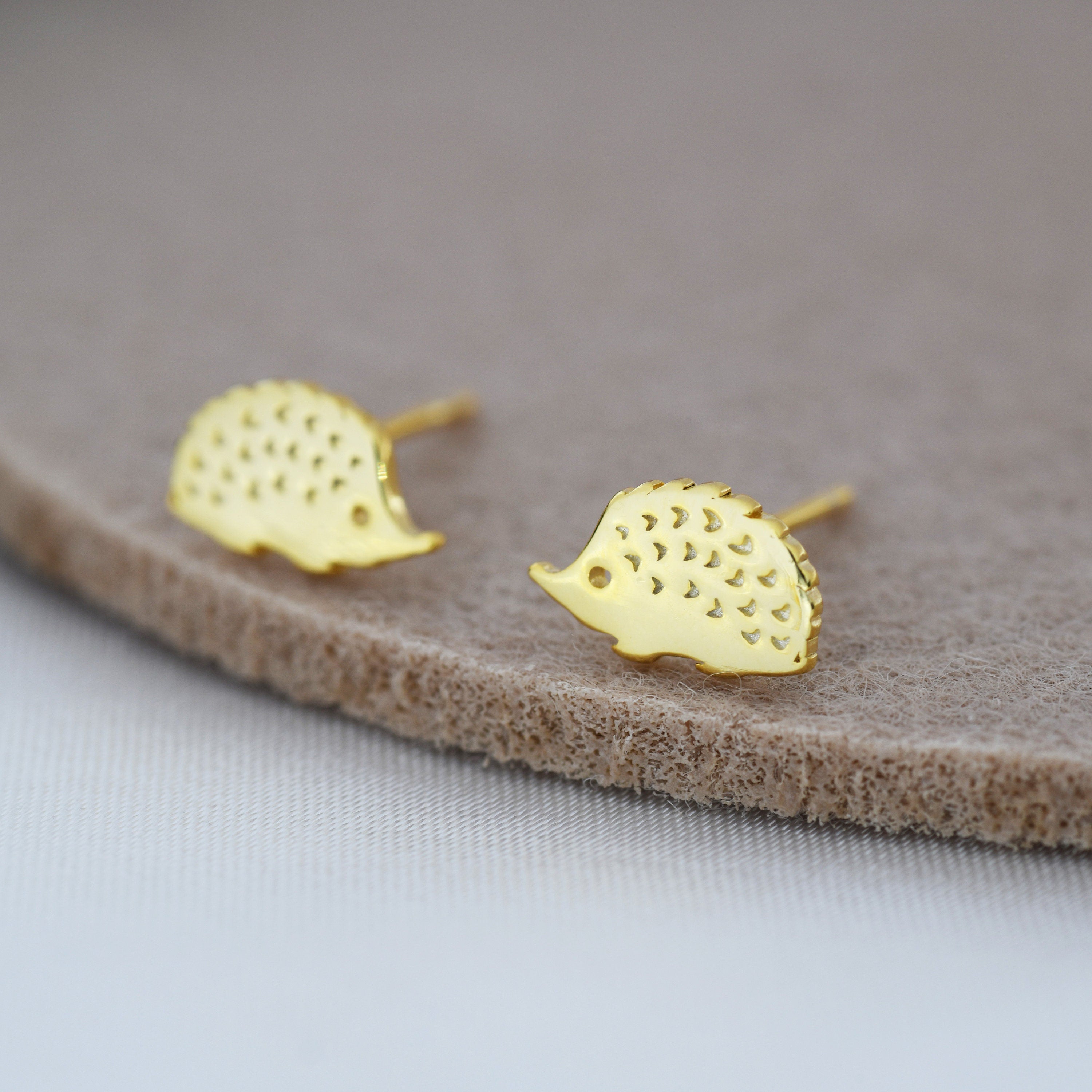 Hedgehog Stud Earrings in Sterling Silver Silver or Gold Hedgehog Ea Silver Rain Silver