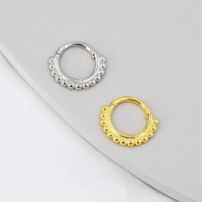 Beaded Daith Ring in Sterling Silver, Silver or Gold, 16g Piercing Ring, 8mm Hoop Earrings Piercing, Pebble Daith Ring