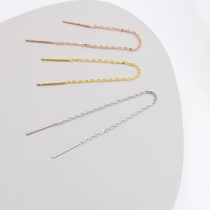 Sterling Silver Ear Threader, Chain Threader Earrings, Various Lengths, Silver, Gold and Rose Gold, 6-16cm, Minimalist Ear Threaders