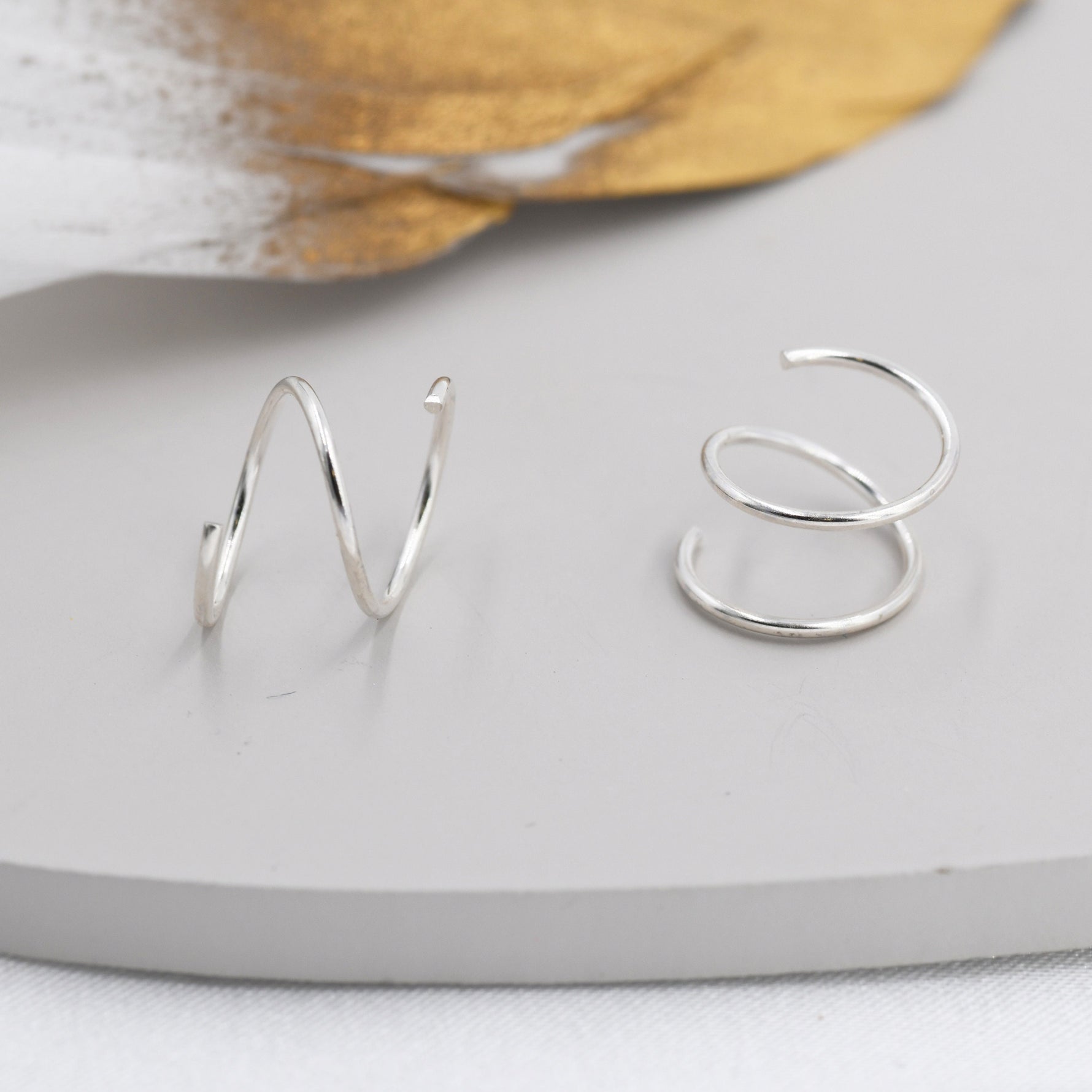 Minimalist Spiral Hoop Earrings in Sterling Silver, Single Piercing Spiral Hoop Earrings, Double Hoop Twist Earrings