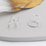 Minimalist Spiral Hoop Earrings in Sterling Silver, Silver Gold Rose Gold, Single Piercing Spiral Hoop Earrings, Double Hoop Twist Earrings