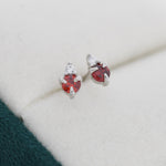 Sterling Silver Garnet Red Stud Earrings, 3mm January Birthstone CZ Earrings, Silver, Gold or Rose Gold, Stacking Earrings, Crown Earrings
