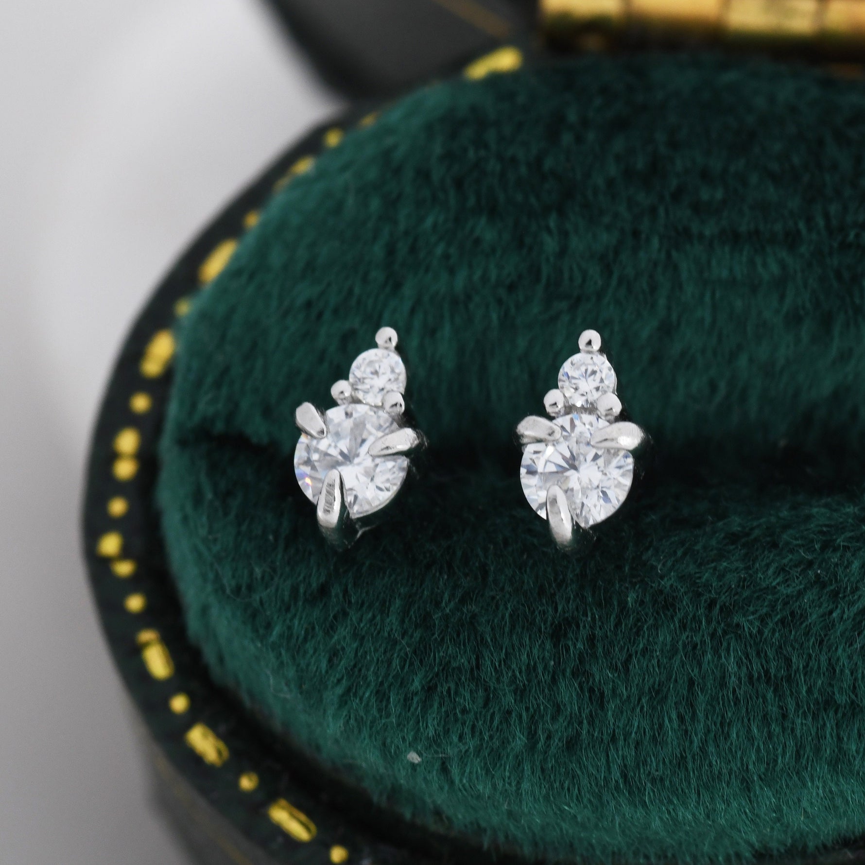 Sterling Silver Diamond CZ Stud Earrings, 3mm April Birthstone CZ Earrings, Silver, Gold or Rose Gold, Stacking Earrings