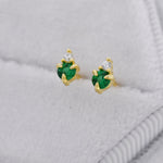 Sterling Silver Emerald Green CZ Stud Earrings, 3mm May Birthstone CZ Earrings, Silver, Gold or Rose Gold, Stacking Earrings