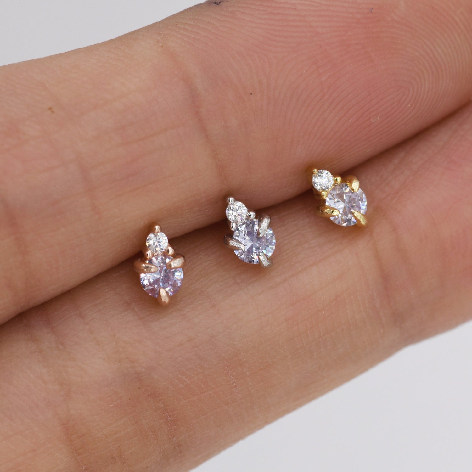 Sterling Silver Alexandrite Blue Purple CZ Stud Earrings, 3mm June Birthstone CZ Earrings, Silver, Gold or Rose Gold, Stacking Earrings