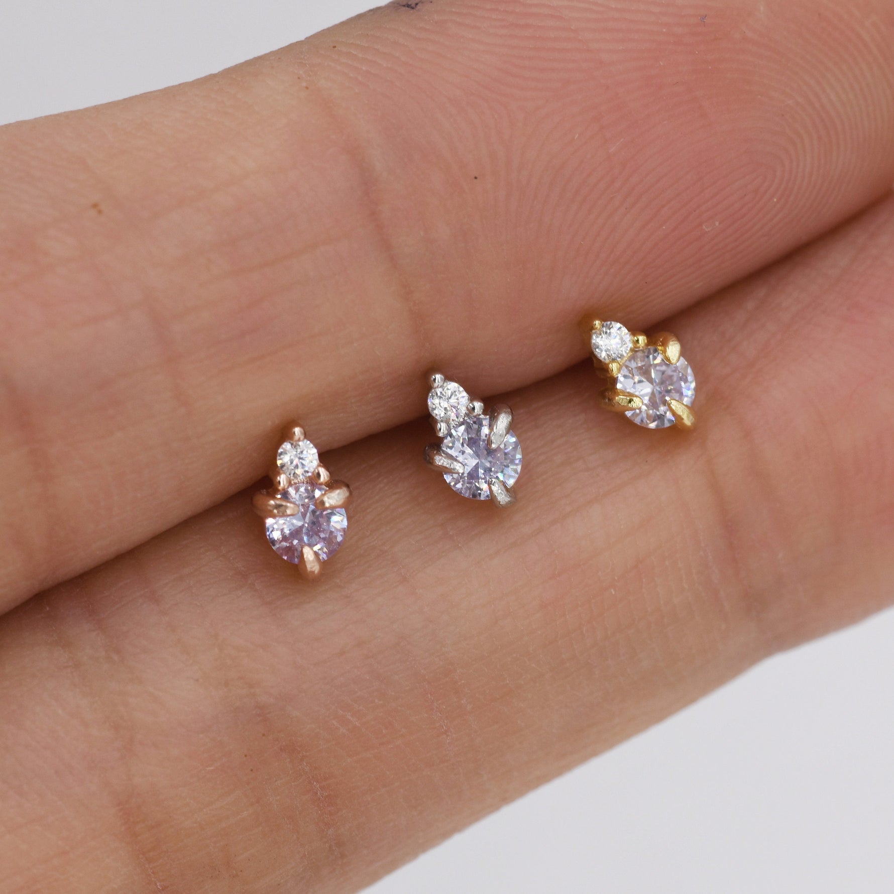 Sterling Silver Alexandrite Blue Purple CZ Stud Earrings, 3mm June Birthstone CZ Earrings, Silver, Gold or Rose Gold, Stacking Earrings