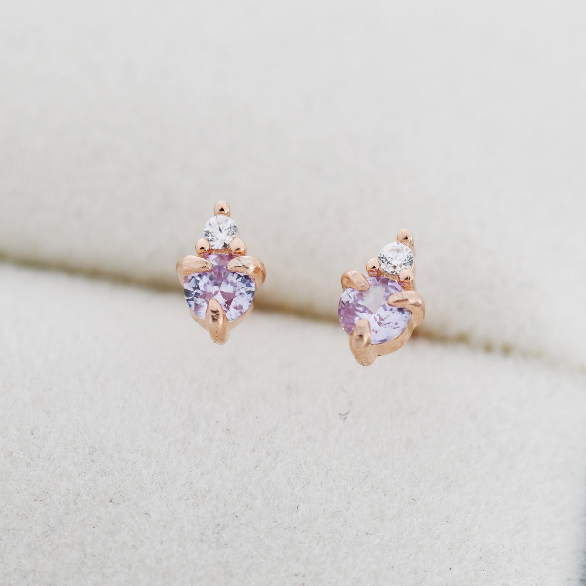 Sterling Silver Alexandrite Blue Purple CZ Stud Earrings, 3mm June Birthstone CZ Earrings, Silver, Gold or Rose Gold, Stacking Earrings