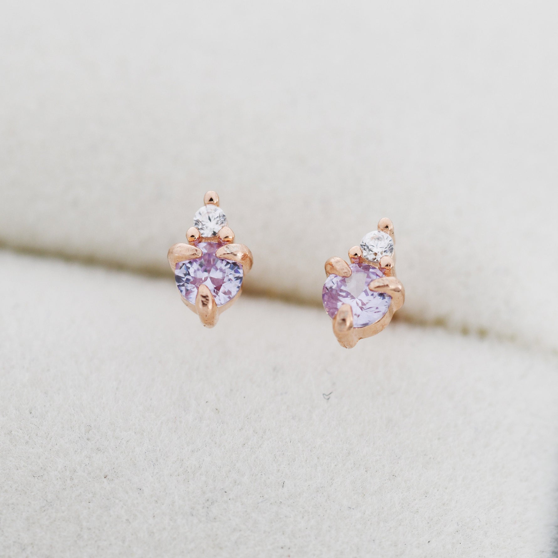 Sterling Silver Alexandrite Blue Purple CZ Stud Earrings, 3mm June Birthstone CZ Earrings, Silver, Gold or Rose Gold, Stacking Earrings