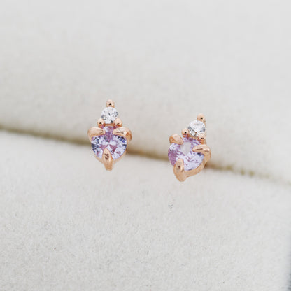 Sterling Silver Alexandrite Blue Purple CZ Stud Earrings,  3mm June Birthstone CZ Earrings, Silver, Gold or Rose Gold, Stacking Earrings