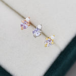 Sterling Silver Alexandrite Blue Purple CZ Stud Earrings, 3mm June Birthstone CZ Earrings, Silver, Gold or Rose Gold, Stacking Earrings