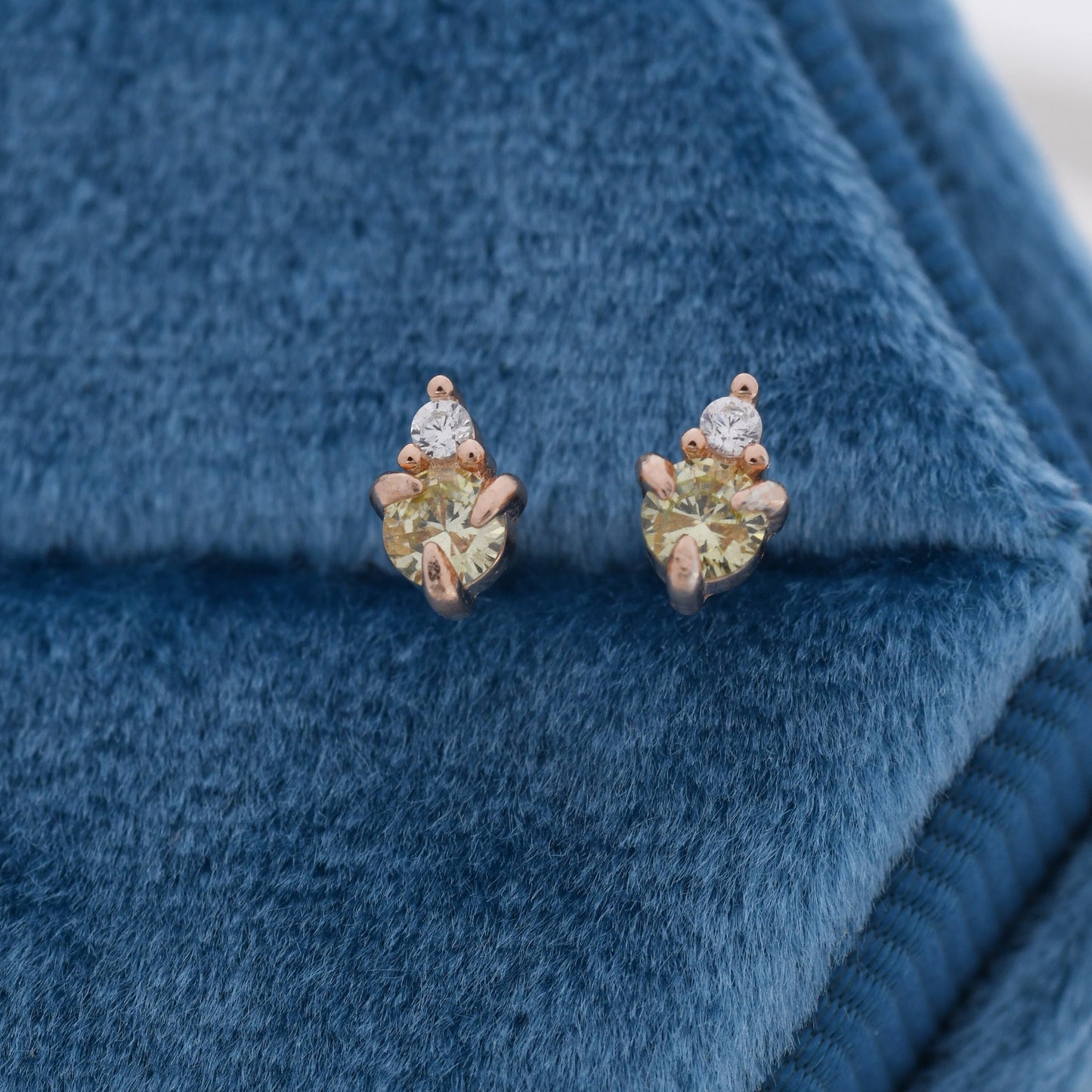 Sterling Silver Peridot Green CZ Stud Earrings,  3mm August Birthstone CZ Earrings, Silver, Gold or Rose Gold, Stacking Earrings