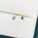 Sterling Silver Tanzanite Blue CZ Stud Earrings, 3mm December Birthstone CZ Earrings, Silver, Gold or Rose Gold, Stacking Earrings