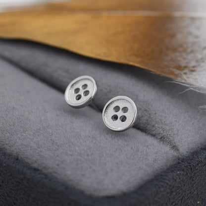 Tiny Button Stud Earrings in Sterling Silver, Silver, Gold or Rose Gold, Dainty Earrings