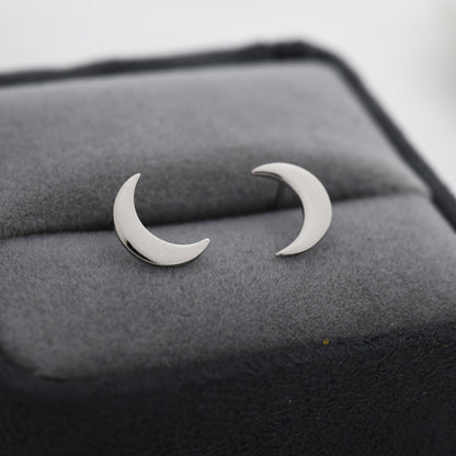 Crescent Moon Stud Earrings in Sterling Silver, Moon Earrings, New Moon Earrings, Celestial Jewellery