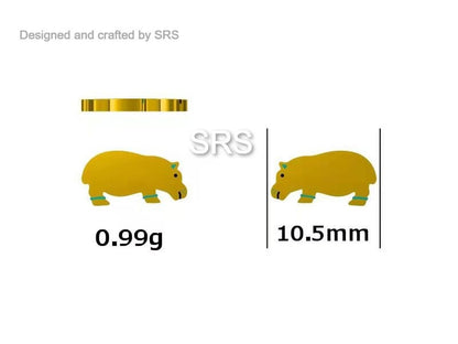 Hippo Stud Earrings in Sterling Silver, Cute Baby Hippo Earrings, Nature Inspired Animal Earrings