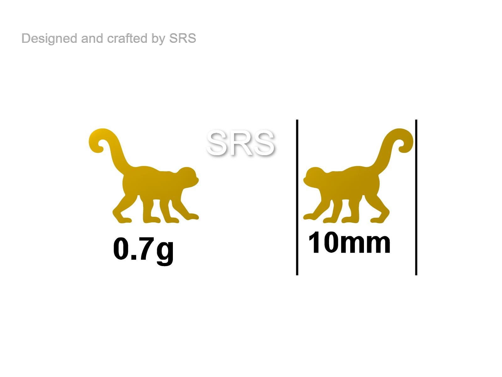 Monkey Stud Earrings in Sterling Silver, Silver or Gold, Nature Inspired Animal Design