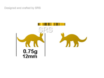 Aardvark Stud Earrings in Sterling Silver, Silver or Gold, Nature Inspired Animal Design
